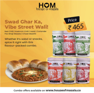 Pao Bhaji Bundle – Pao Bhaji Masala | Haldi Powder | Red Chilli Powder | Kashmiri Mirch | Chaat Masala | Coriander Powder